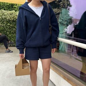 Aritzia boyfriend Sweatfleece set admiral